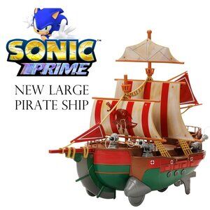 New Large Sonic Prime the Hedgehog Playset Pirate Ship Boat Toy Knuckles the Dre